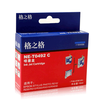 格之格（G&G）NE-T0492C 蓝色墨盒T0492（适用于EPSON STYLUS PHOTO R210/R230/R310/RX510/RX630/R350）
