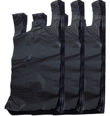 优优 加厚黑色手提垃圾袋 手提塑料袋 购物袋 单卷 约35个装（33*38mm）